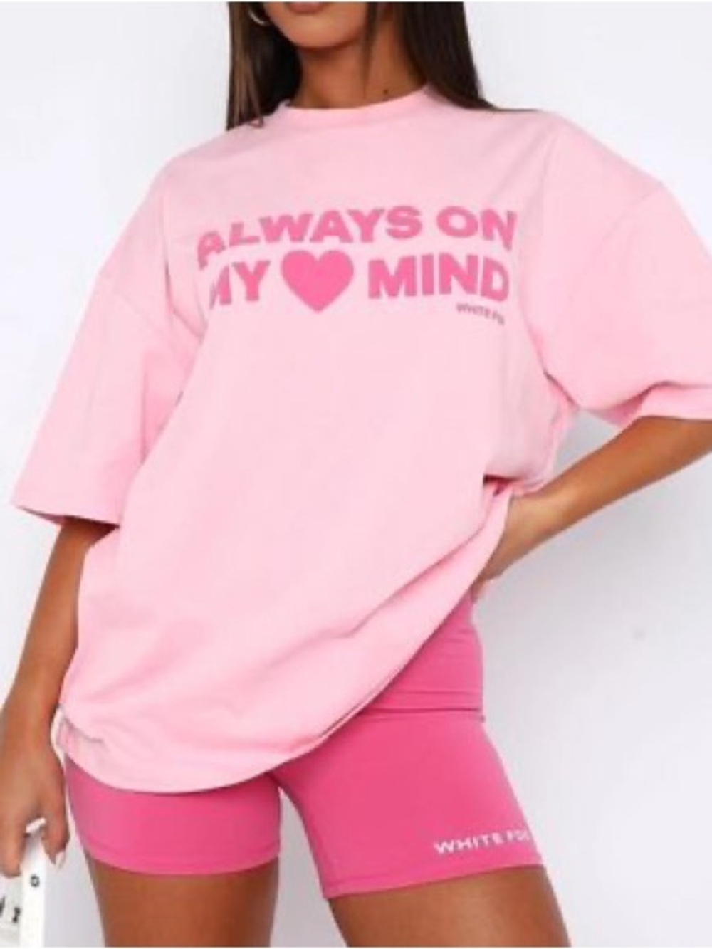 White Fox Pink "Always On My 🩷Mind" Graphic Tee Sz S/M, guc